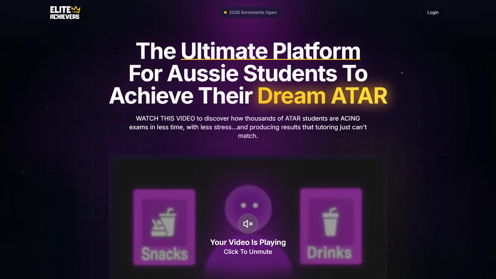 The Elite Achievers homepage: the ultimate platform for Aussie students to achieve their dream ATAR