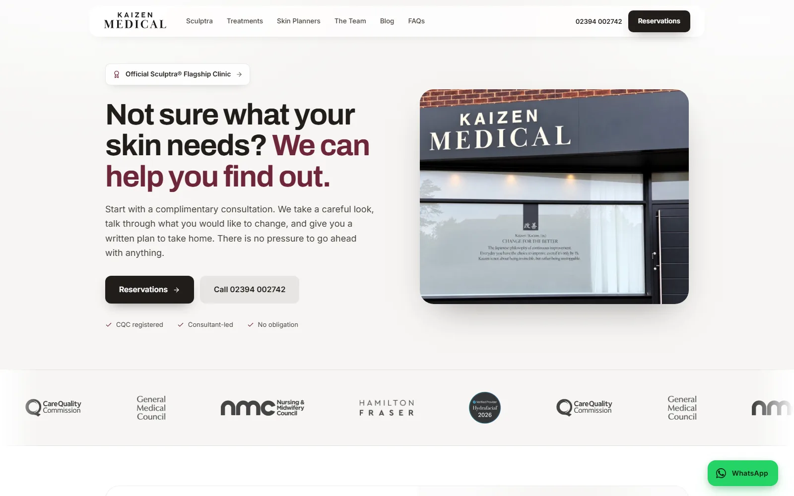 The Kaizen Medical homepage: not sure what your skin needs? We can help you find out