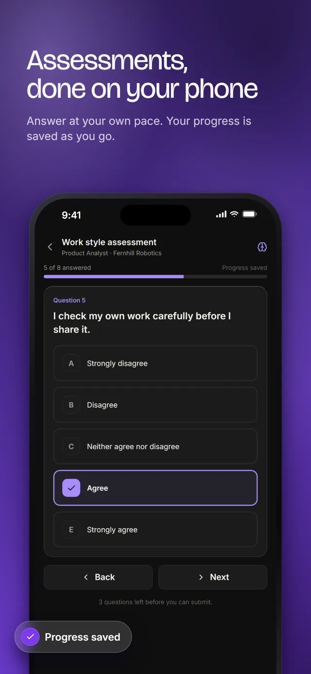 An assessment being completed on a phone